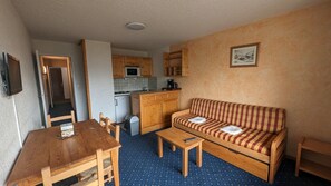 Living area - 20m from resort center, 5th floor, balcony, tv, ski locker, 33m², Les 2 Alpes (Les Deux Alpes)
