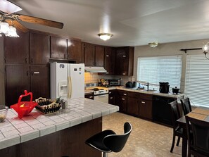 Fridge, microwave, oven, dishwasher