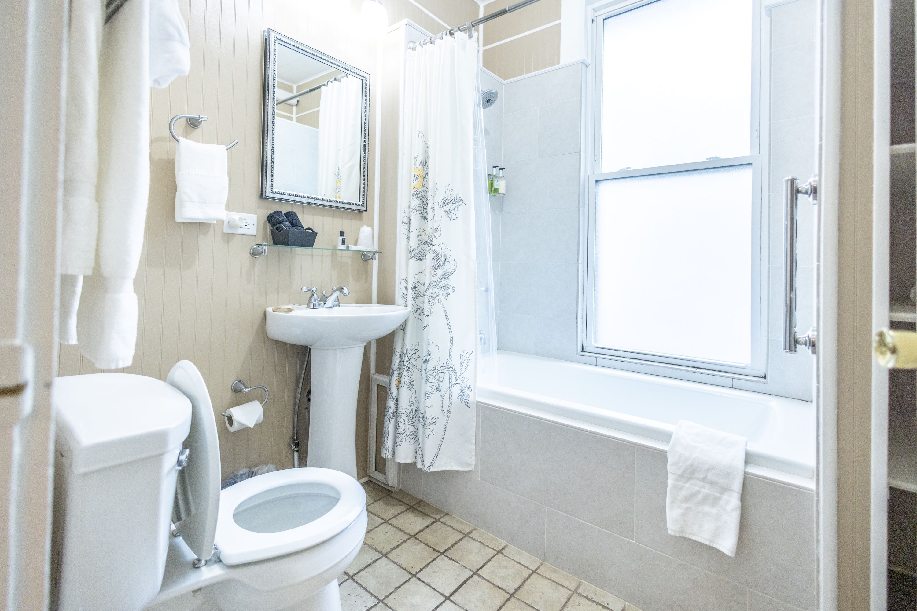 Hair dryer, towels