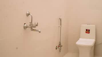 Shower, towels, soap, shampoo