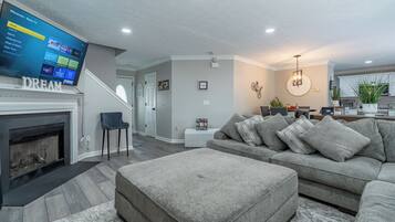 Smart TV, fireplace, computer monitors, printers