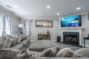 Smart TV, fireplace, computer monitors, printers