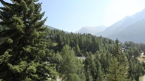 A mountainous landscape with dense forests and a clear sky. - Ski-in/ski-out & foot of the slopes, 2nd floor, balcony, tv, ski locker, 32m², Les Orres (Les Orres)