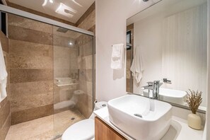 Secador de pelo, toallas, papel higiénico