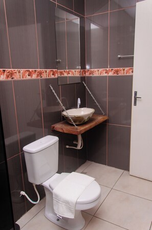 Bidet, serviettes fournies, savon, shampooing