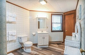Shower, towels, toilet paper