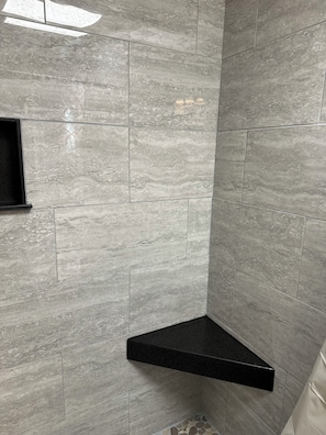 Shower, towels, toilet paper