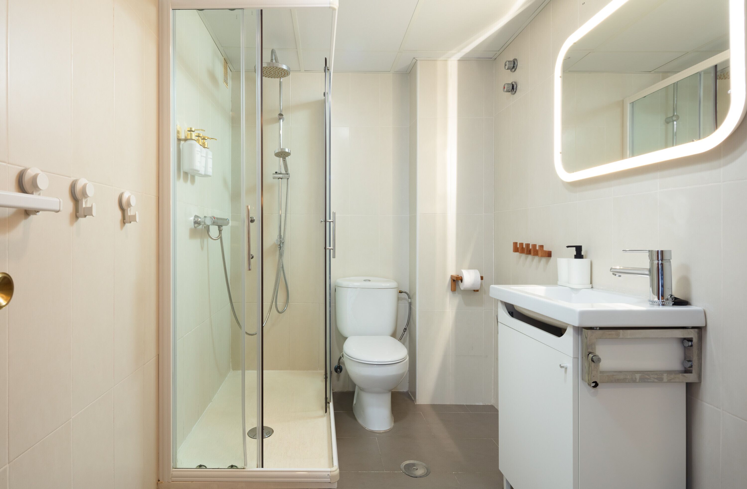 Dusche, Haartrockner, Handtücher