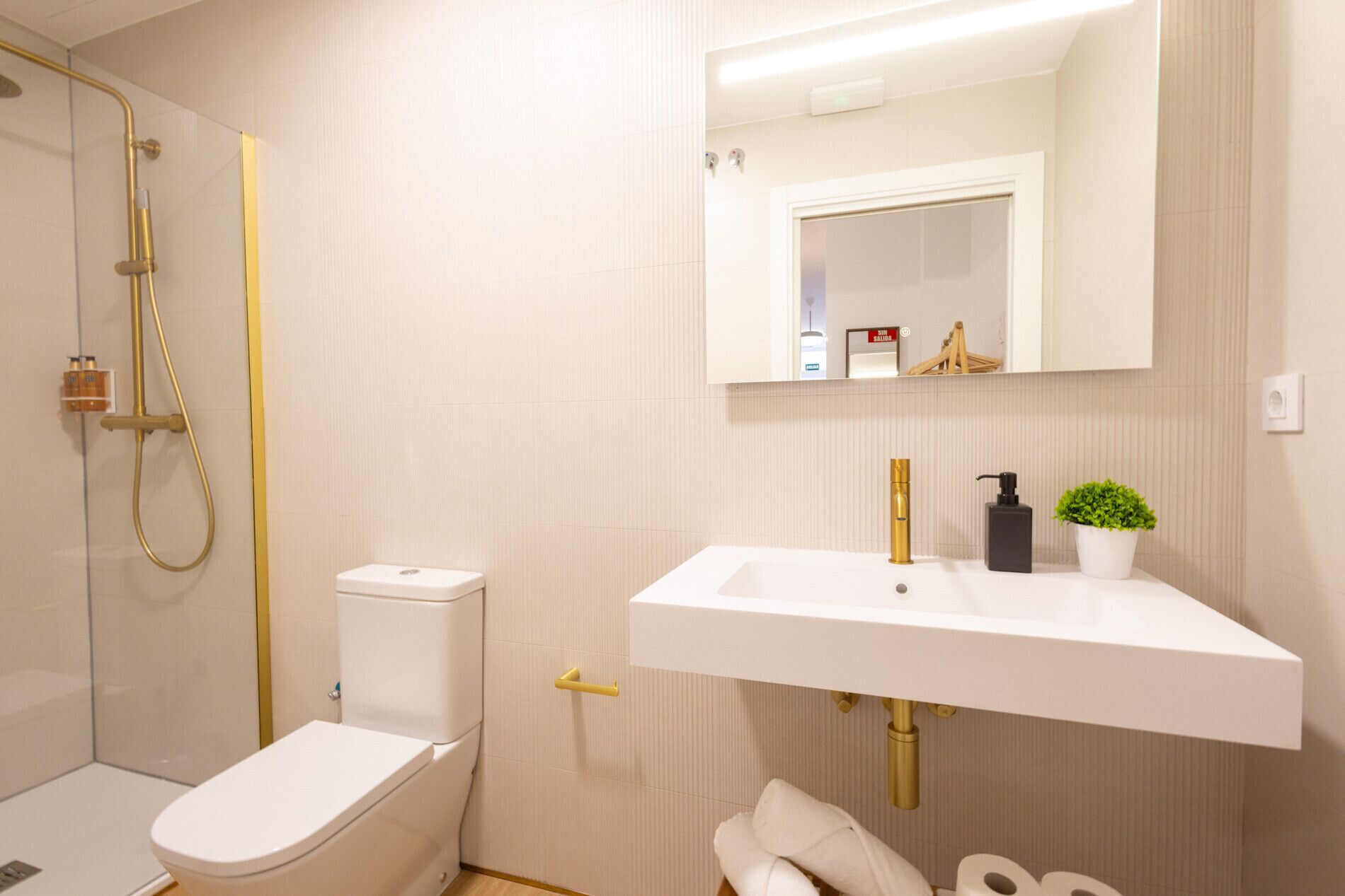 Douche, sèche-cheveux, serviettes fournies