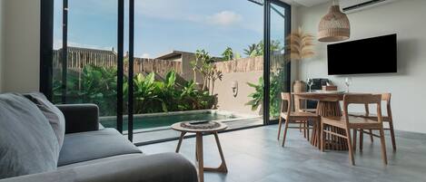 40-inch flat-screen TV with cable channels