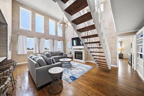 Smart TV, fireplace, video games, books