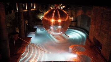 Sauna, hot tub, body treatments, body scrubs, facials, 4 treatment rooms