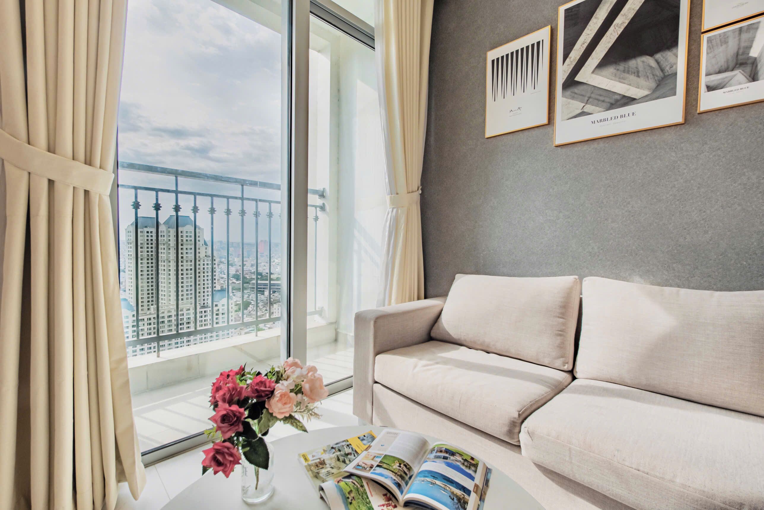 Family Apartment | Living area | 90-inch LED TV with digital channels