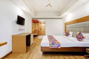 Deluxe Room | Bathroom | Shower, slippers, towels, soap - The Sky Comfort Vejalpur (Ahmedabad)