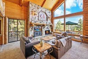 TV, fireplace, table football