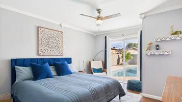 4 bedrooms, desk, iron/ironing board, travel cot