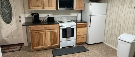 Frigorífico, microondas, horno y placa de cocina