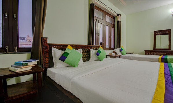 Memory-foam beds, desk, laptop workspace, free WiFi