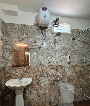 Standard Double Room (With Ac) | Bathroom | Shower, free toiletries, towels, soap - hotel boss palace (Mysore)