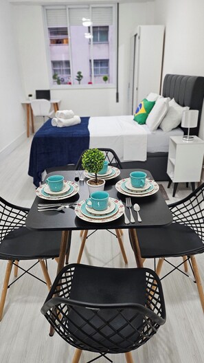 1 bedroom, desk, iron/ironing board, travel crib