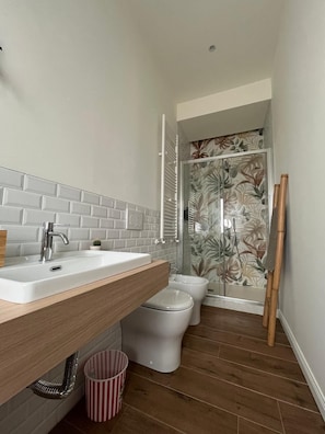 Dusche, Haartrockner, Bidet, Handtücher