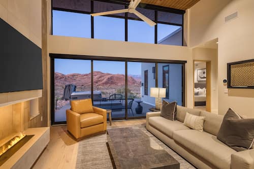 65-inch Smart TV with digital channels, fireplace, Netflix