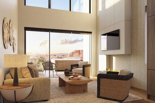 65-inch Smart TV with digital channels, fireplace, Netflix