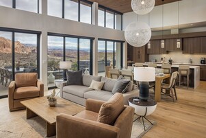 Mesa 3BR Luxury Home 2 King Beds and 1 Bunk Bed | Living area | 65-inch Smart TV with digital channels, fireplace, Netflix