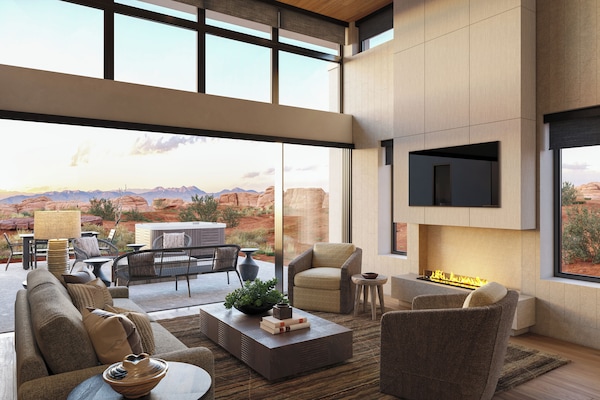 65-inch Smart TV with digital channels, fireplace, Netflix