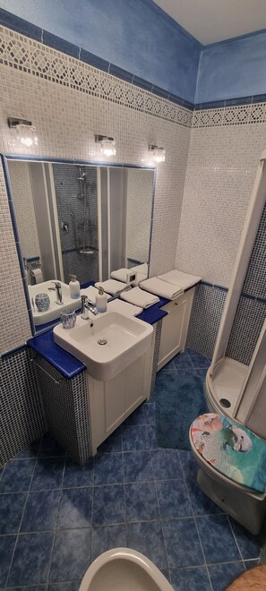 Haartrockner, Handtücher, Seife, Toilettenpapier