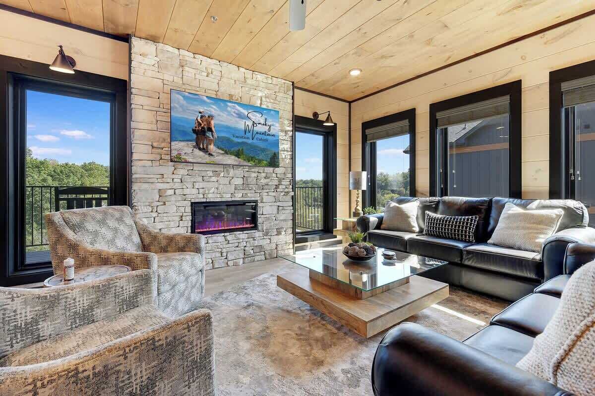 TV, fireplace, video games, offices