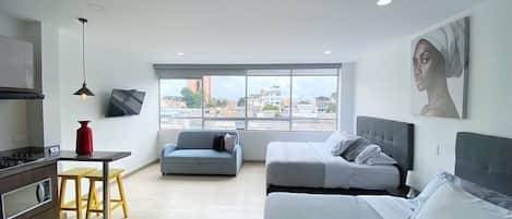 1 間睡房、手提電腦工作空間、遮光窗簾/窗簾、隔音