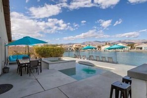Outdoor dining - Lakefront Getaway: Pool, Spa & Game Room Fun T1 (Indio)