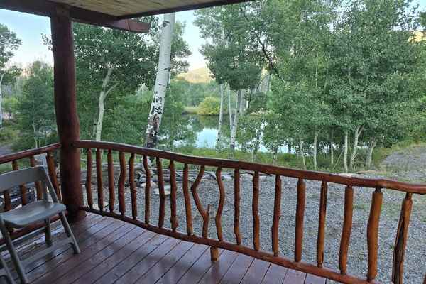 Lake cabin off deck view