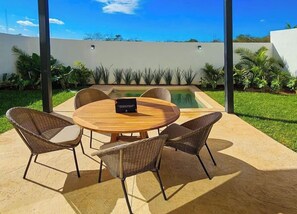 Outdoor dining - Promotion equipped house + terrace + private pool (Conkal)