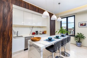 Fridge, microwave, oven, stovetop - Stylish Pier 57 Luxury Condo • Romantic Zone • Rooftop Infinity Pool with Views (Puerto Vallarta)