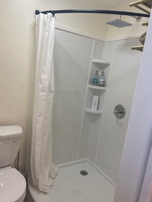 Shower, hair dryer, towels, soap - Chic studio hideaway in Riverdale with AC, Wifi (Riverdale)