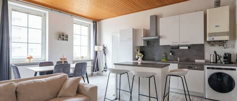 Familieleilighet, flere senger, ikke-røyk, kjøkken | Oppholdsområde