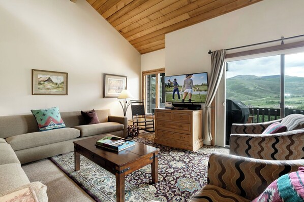 Smart TV, fireplace, DVD player