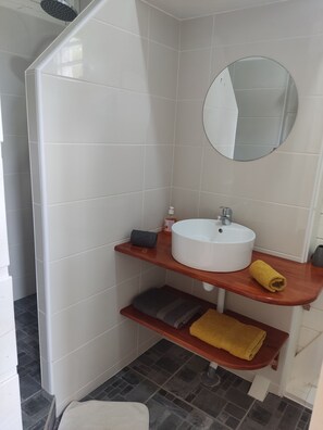 Shower, towels, soap