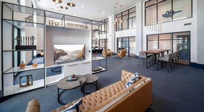 Smart TV, table tennis, books, offices