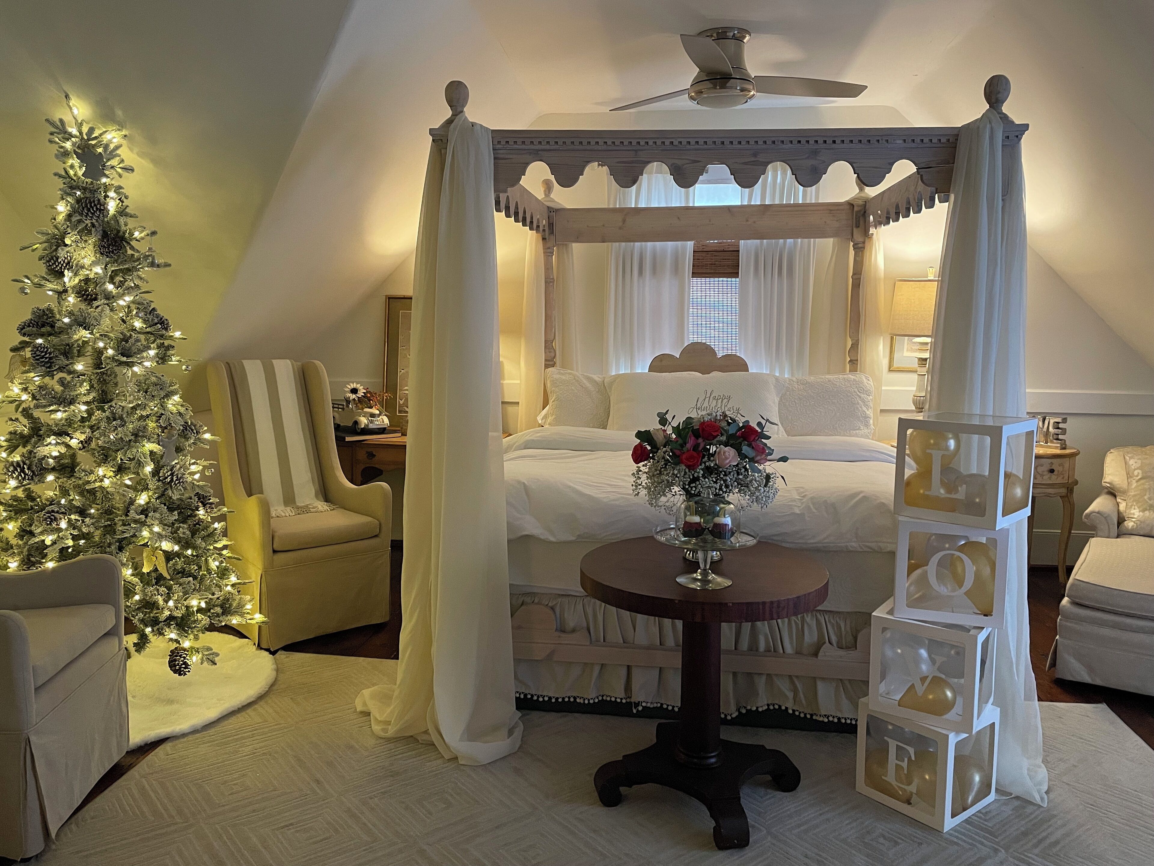 Suite de lujo, para no fumadores, vista al jardín | Espacio para trabajar con laptop y cortinas blackout 