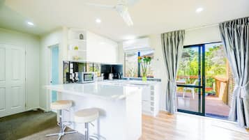 Fridge, microwave, dishwasher, coffee/tea maker