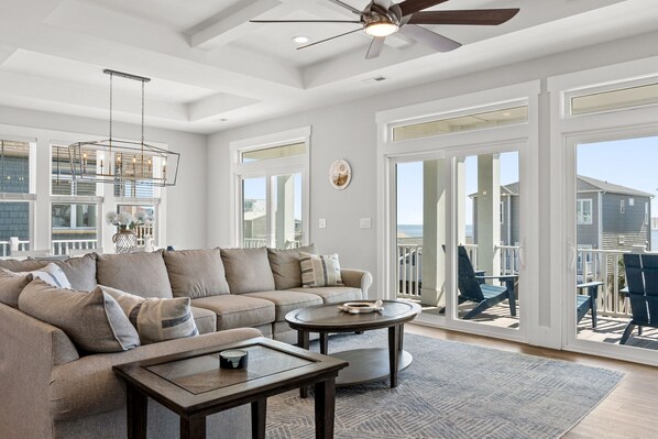 TV, fireplace, foosball