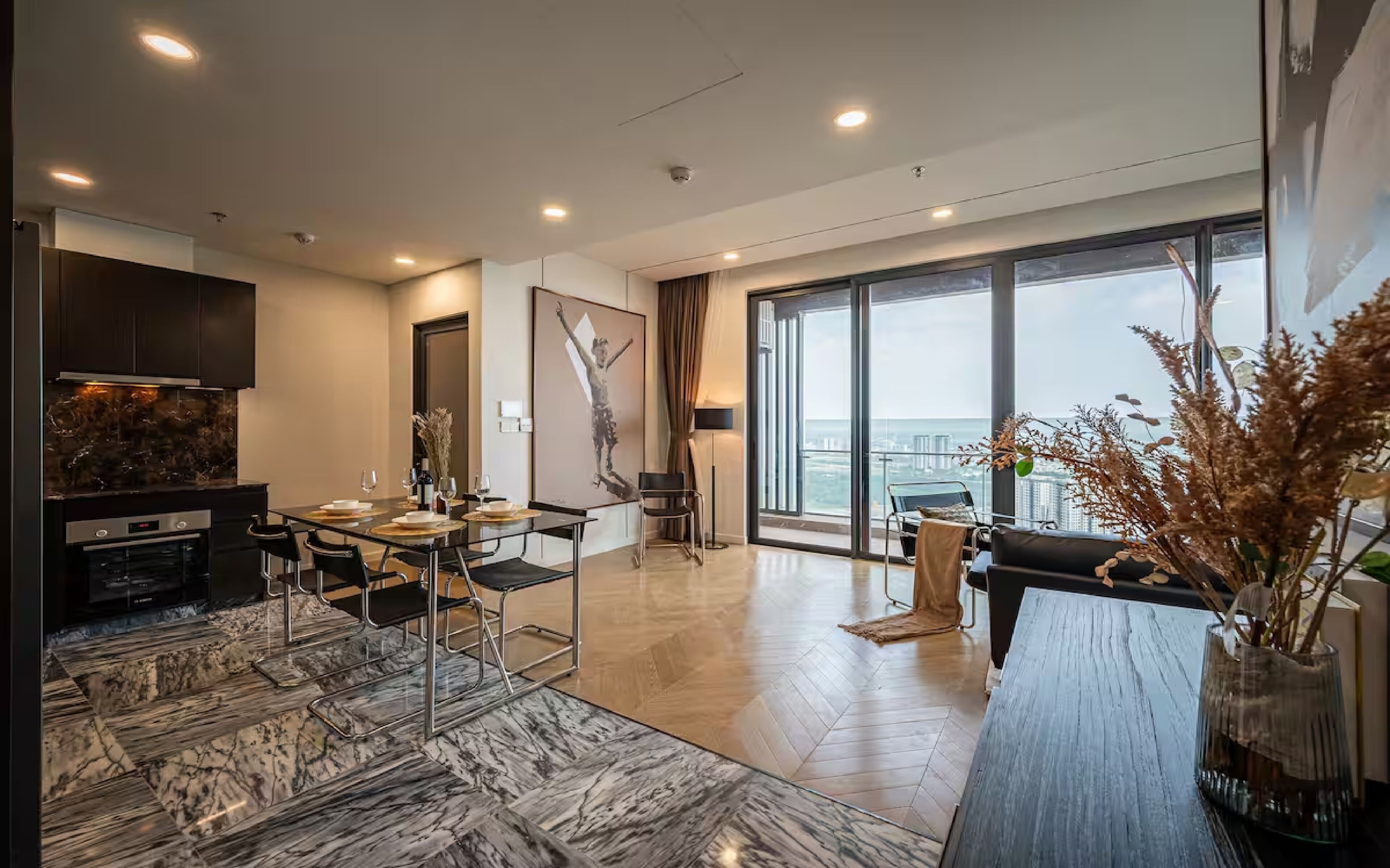 Family Apartment, 4 Bedrooms, Club Lounge Access, City View | Living area | 65-inch Smart TV with cable channels, Netflix, smart speakers