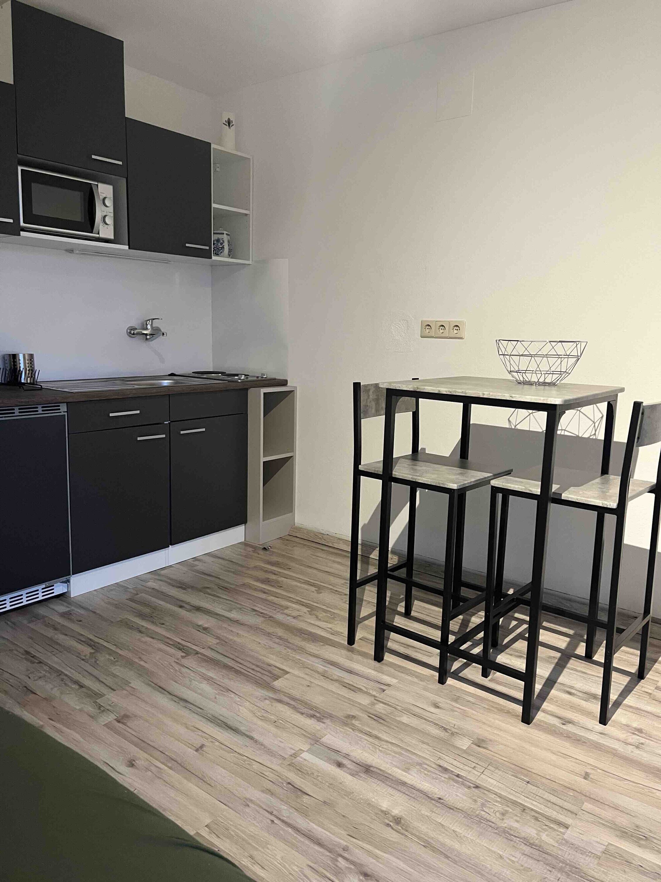 Fridge, microwave, coffee/tea maker, electric kettle