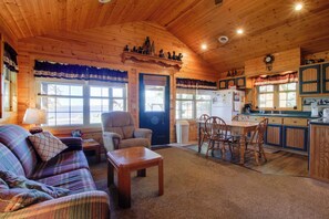 TV, fireplace - Shawano Lake Cabin w/ Boat Dock! (Cecil)