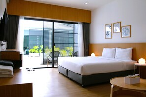 Deluxe Double Room, Pool Access | Pillowtop beds, in-room safe, individually decorated, desk