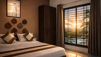 Deluxe Double Room, Balcony | Desk, blackout curtains, free WiFi, bed sheets