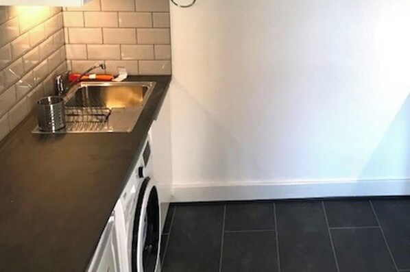 Apartment | Private kitchen | Fridge, microwave, oven, stovetop